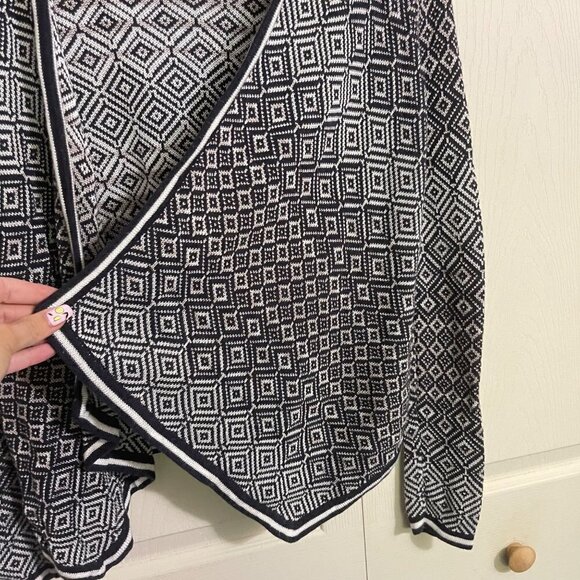 LOFT Womens Blue White Southwestern Print Open Front Cardigan Sweater Small - Picture 3 of 5